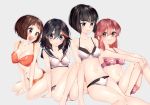 4_girls 4girls :d big_breasts jakuzure_nonon kill_la_kill kiryuuin_satsuki looking_at_viewer mankanshoku_mako matoi_ryuuko medium_breasts orange_swimsuit pink_swimsuit smile swimsuit white_swimsuit