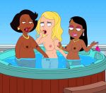 big_boob_june big_breasts bikini biting_lip breasts donna_tubbs erect_nipples frost969 hand_on_breast hot_tub interracial licking_lips lip_biting nude pussy roberta_tubbs the_cleveland_show thong topless water wide_hips yuri