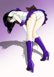 1_female 1_human 1girl ass bent_over bishoujo_senshi_sailor_moon black_hair boots clothed earrings female female_human female_only gloves hair heeled_boots hotaru_tomoe human human_only leotard looking_at_viewer looking_back makeup mr._r_(2ch's_sailor_moon_thread) sailor_saturn serafuku shadow skirt solo solo_female standing tiara tomoe_hotaru upskirt