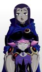 2_girls big_breasts boob_hat breasts dc_comics female female_only jinx leotard raven_(dc) ravenravenraven teen_titans