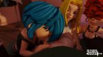 animated blenderknight blonde_hair blue_hair ed,_edd,_'n'_eddy fellatio gif kanker_sisters lee_kanker looking_at_viewer loop marie_kanker may_kanker oral red_hair