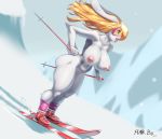  1girl 1girl 2017 absurd_res anthro areola armpits big_breasts blonde_hair breasts eyelashes eyewear furry goggles hair high_res lagomorph long_hair mammal navel nipples nude plankboy pussy rabbit ski ski_pole snow thick_thighs 