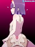 ass ass_crack ass_grab butt_crack buttjob censored cfnm character_request clothed_female_nude_male headband heart horns joutarou_tako looking_back naked_sweater penis pov purple_hair series_request short_hair sideboob sweater twitter virgin_killer_sweater