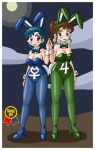 2girls ami_mizuno big_breasts bishoujo_senshi_sailor_moon blue_eyes blue_hair blush breasts brown_hair bunny_ears bunny_girl bunny_tail bunnysuit cleavage clothed emanon333 emanon333_(artist) female female_only green_eyes kino_makoto makoto_kino mizuno_ami sailor_jupiter sailor_mercury sailor_moon standing yuri