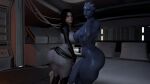 asari big_ass futanari futanari_with_female huge_ass huge_penis liara_t'soni mass_effect miranda_lawson suit wide_hips