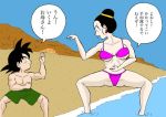  bikini breasts cameltoe chichi dragon_ball dragon_ball_z erect_nipples huge_breasts incest son_goten spread_legs string_bikini 