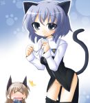  2girls animal_ears bad_id eila_ilmatar_juutilainen multiple_girls no_panties panties pantyhose reku sanya_v_litvyak strike_witches tail underwear 