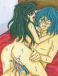  blue_hair blushing green_hair long_hair lynn_kyle lynn_minmay macross maxamilian_jenius maximillian_sterling millia_prano miriya_parino orgasm robotech spacecoyote vaginal wet wet_pussy 