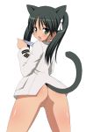  animal_ears ass black_hair censored francesca_lucchini green_eyes maruken pussy shishimaru_ken'ya shishimaru_kenya strike_witches tail twintails 