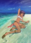  1girl armpits bandeau bandeau_bikini beach bikini bracelet breasts cross-laced_footwear fushigi_no_umi_no_nadia jewelry loincloth midriff nadia nadia_ra_alwar pelvic_curtain sandals short_hair solo strapless swimsuit the_secret_of_blue_water tubetop underboob water 