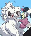 <3 1girl 2017 anthro areola big_breasts breast_fondling breasts canine discoverychannelofficial duo erect_nipples fondling furry hand_on_breast huge_breasts hyper hyper_breasts lemur mammal nipple_bulge nipple_piercing nipples nude piercing primate pussy wolf