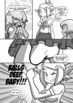  2014 2_girls amalia_sheran_sharm blush bulge comic elf_ears evangelyne futanari heart_eyes megasweet monochrome one_eye_closed panties school_uniform smile wakfu whakfuta_academy wink 