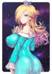 ass big_ass big_breasts hair_over_one_eye looking_at_viewer looking_back nagase_haruhito nintendo princess_rosalina rosalina sideboob super_mario_galaxy