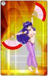  brown_eyes dancer dancing empty_eyes fans female mind_control nipples purple_hair ranma_1/2 shampoo_(character) shampoo_(ranma_1/2) solo tenzen topless weapon 