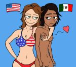 2_girls 2girls american_flag american_flag_bikini bikini breast_grab breast_hold breast_lift cfnf cinco_de_mayo clothed_female_nude_female countrylove embarrassed featured_image flag half-closed_eyes happy heart holiday looking_at_another looking_at_each_other meme mexico multiple_girls sad usa