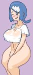 ;) ;d blush bottomless covering_pussy covering_vagina freckles lana's_mother one_eye_closed pokemon pokemon_(anime) pokemon_sm porkyman suiren's_mother wink