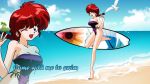  1girl ;d animeranmalatino animeranmalatino_(artist) art babe beach big_breasts bird blue_eyes braid breasts english full_body genderswap genderswap_(mtf) leotard looking_at_viewer ranma-chan ranma_1/2 ranma_saotome red_hair saotome_ranma seagull short_hair smile standing strapless strapless_leotard strapless_swimsuit swimsuit tagme v zoom_layer 