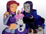 1girl big_breasts breasts dc dc_comics jinx raven_(dc) ravenravenraven starfire teen_titans trio