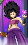 1girl big_breasts breasts caulifla cleavage dragon_ball dragon_ball_super dragon_ball_z female female_only food meat saiyan solo sonson-sensei underboob