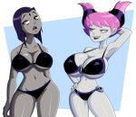 big_breasts breasts dc dc_comics grey_skin huge_breasts jinx pale_skin purple_hair raven_(dc) ravenravenraven teen_titans