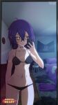  erkerut large_breats purple_eyes purple_hair short_hair smile 