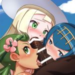 1boy 3girls abcdman123 bar_censor bbc double_fellatio edit fellatio foursome happy happy_sex horny interracial lana licking licking_penis lillie lillie_(pokemon) looking_at_viewer mallow mallow_(pokemon) mao_(pokemon) multiple_fellatio multiple_girls oral pokemon pokemon_sm porkyman pov smile suiren_(pokemon) threesome tongue tongue_out triple_fellatio