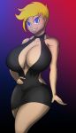  1girl big_breasts breasts cleavage dress female_only genderswap huge_breasts jenny_test johnny_test johnny_test_(character) little_black_dress solo_female tomkat96 