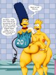 bart_simpson belly big_ass bynshy chubby chubby_female enema femboy marge_simpson mother_&_son small_breasts the_simpsons