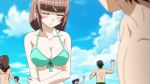 anime beach bikini blush ecchi emiru_ikuno green_bikini hentai ikuno_emiru nozoki_ana ocean smile water