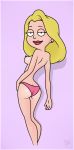 american_dad badbrains hayley_smith looking_at_viewer looking_back panties pink_panties pinup purple_background sideboob signature simple_background topless