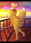 1girl 2017 anthro ass big_ass big_breasts bikini blush breasts canine clothing crossgender dracojeff fox fox_mccloud furry looking_back mammal nintendo sideboob smile star_fox sweat swimsuit undressing video_games