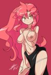  1girl big_breasts long_hair navel nipples red_hair tengen_toppa_gurren-lagann topless yellow_eyes yoko_littner 