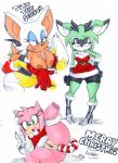  3_girls amy_rose anal_penetration animal_ears blue_eyes breasts christmas clove_the_pronghorn cute ejaculation furry green_eyes looking_at_viewer multiple_girls nipples paizuri penis pink_hair pussy rouge_the_bat semen short_hair smile sonic_(series) tail text wordplay 