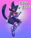  1girl anthro big_breasts breasts cat cleavage clothed clothing cosplay english_text feline furry mammal rouge_the_bat rouge_the_boobcat sega teckworks text 