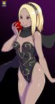  1girl apple big_breasts breasts cleavage female female_only fruit gravity_daze gravity_rush kat_(gravity_rush) kitten_(gravity_daze) kyoffie leotard solo_female 