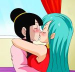 big_breasts breasts bulma bulma_brief chichi dicasty dicasty1 dragon_ball dragon_ball_super dragon_ball_z female/female female_only kissing yuri