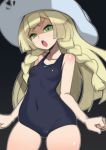 >:o :o bangs black_background blue_swimsuit blunt_bangs hat lillie lillie_(pokemon) looking_at_viewer nada_haruka one-piece_swimsuit pokemon pokemon_(anime) pokemon_sm small_breasts sun_hat swimsuit