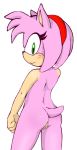 1girl amy_rose anus ass furry green_eyes headband jetfrozen looking_at_viewer looking_back pink_hair pussy sega single_eye single_green_eye sonic_(series) tail