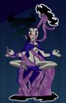 1_girl 1girl ankle_boots blush breasts cape david_sucre dc dc_comics dcau female forehead_jewel half_demon imminent_tentacle_rape mostly_nude no_bra no_panties raven_(dc) short_hair superheroine tagme teen_titans tentacle_around_neck tentacles