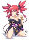 1girl breasts cute demon_girl disgaea etna looking_at_viewer pointed_ears red_eyes red_hair short_hair smile tail wings