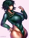 1girl alamanderarts big_breasts black_hair breasts fubuki_(one-punch_man) one-punch_man revealing_clothes shorts