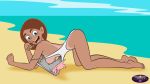 ass_up beach blue_eyes brown_hair freckles gagala hanging_breasts joss_possible kim_possible nipples rufus sand tan_line teen