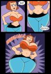 big_breasts bodysuit bra breasts cleavage comic danny_phantom female madeline_fenton milf solo speech_bubble text the_containment_unit_(comic) tubbytoons tubbytoons_(artist) undressing