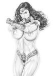 1girl actress amazon amazonian armando_huerta armlet bare_shoulders batman_v_superman belly belt big_breasts bracelet breasts celeb dc dc_comics dceu diana_prince eyelashes female female_only female_pubic_hair gal_gadot gloves hips jewelry justice_league large_breasts legs long_hair monochrome navel nipples pubic_hair pussy simple_background solo standing superheroine tagme thighs tiara topless vagina white_background wonder_woman wonder_woman_(series)