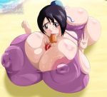 ass big_ass big_breasts bleach breasts cleavage food greengiant2012 hinamori_momo momo_hinamori nipples one-piece_swimsuit popsicle swimsuit