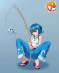 fish fishing fishing_pole freckles hentai-foundry lana looking_at_viewer pokemon pokemon_(game) pokemon_sm pussy reit smile squat squatting suiren_(pokemon) wishiwashi