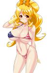  1girl american_flag american_flag_bikini big_breasts bikini blonde_hair blush breasts brown_eyes cure_honey cute happinesscharge_precure! konno_tohiro long_hair looking_at_viewer oomori_yuuko precure smile 