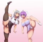  2_girls 2_girls big_ass big_breasts green_eyes huge_ass huge_breasts kanna_albeecht legs_up purple_hair yukino_akaihi yukino_memories zel-sama 