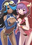  bikini blue_bikini blue_swimsuit cleavage courtney_(pokemon) fake_horns izumi_(pokemon) kagari_(pokemon) kagari_(pokemon)_(remake) mizuki_eiru_(akagi_kurage) pokemon pokemon_(game) pokemon_oras red_bikini red_swimsuit shelly team_aqua team_magma 