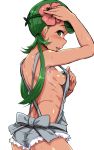  blush flashing harigane_shinshi looking_at_viewer looking_back mallow mallow_(pokemon) mao_(pokemon) naked_overalls pokemon pokemon_sm sideboob sweating 